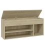 Banco zapatero madera contrachapada roble Sonoma 105x30x45 cm de vidaXL, Zapateros y organizadores de calzado - Ref: Foro24-8...