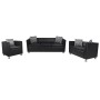 Conjunto de sofás de 2 y 3 plazas y sillón de cuero artificial negro de vidaXL, Sofás - Ref: Foro24-272179, Precio: 789,37 €,...