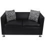 Conjunto de sofás de 2 y 3 plazas y sillón de cuero artificial negro de vidaXL, Sofás - Ref: Foro24-272179, Precio: 789,37 €,...