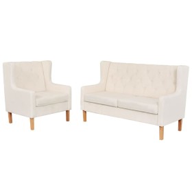 Conjunto de sofás 2 piezas tela blanco crema de vidaXL, Sofás - Ref: Foro24-274928, Precio: 559,99 €, Descuento: %