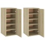 Shoe rack furniture 2 units Sonoma oak plywood 32x35x70 cm by vidaXL, Shoe racks and shoe organizers - Ref: Foro24-808961, Pr...