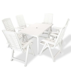 Juego de comedor de jardín 7 piezas plástico blanco de vidaXL, Conjuntos de jardín - Ref: Foro24-275075, Precio: 548,99 €, De...