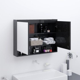 Armario de baño con espejo MDF negro brillante 80x15x60 cm de vidaXL, Tocadores de baño - Ref: Foro24-331531, Precio: 135,01 ...