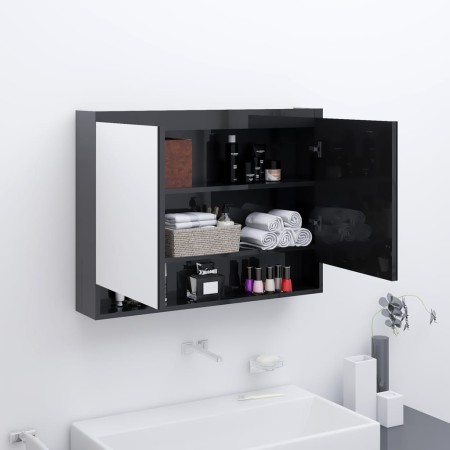 Badezimmerschrank mit glänzend schwarzem MDF-Spiegel 80x15x60 cm von vidaXL, Badezimmerwaschtische - Ref: Foro24-331531, Prei...