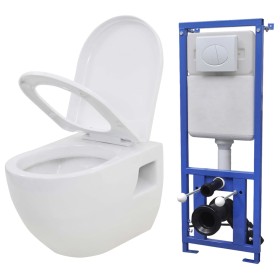 Wall-hung toilet with hidden white ceramic cistern by vidaXL, Bathrooms - Ref: Foro24-275791, Price: 302,37 €, Discount: %