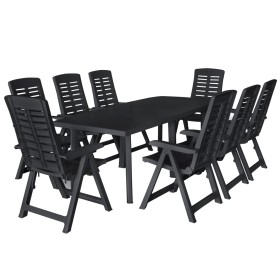 Garten-Essset 9-teilig aus anthrazitgrauem Kunststoff von vidaXL, Gartensets - Ref: Foro24-276181, Preis: 784,09 €, Rabatt: %