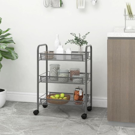 Carrito de cocina 3 niveles hierro gris 46x26x64 cm de vidaXL, Carros de cocina y comedor - Ref: Foro24-336324, Precio: 34,99...