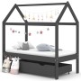 Estructura de cama infantil y cajón madera pino gris 70x140cm de vidaXL, Cunas y camas para niños - Ref: Foro24-322142, Preci...