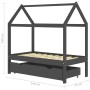 Children's bed frame and gray pine wood drawer 70x140cm by vidaXL, Cribs and beds for children - Ref: Foro24-322142, Price: 1...