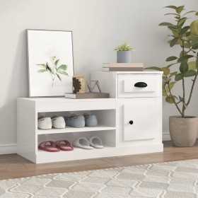 Mueble zapatero madera contrachapada blanco brillo 100x42x60 cm de vidaXL, Zapateros y organizadores de calzado - Ref: Foro24...