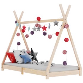 Solid pine wood children's bed frame 90x200 cm by vidaXL, Cribs and beds for children - Ref: Foro24-283357, Price: 128,38 €, ...