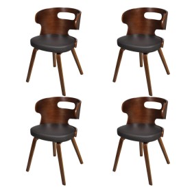 Sillas de comedor 4 uds madera curvada piel sintética marrón de vidaXL, Sillas de comedor - Ref: Foro24-270041, Precio: 469,0...