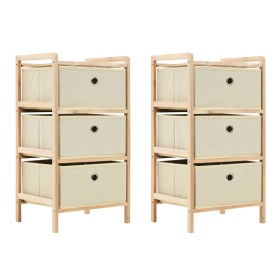 Shelves with 3 fabric baskets 2 units beige cedar wood by vidaXL, Lockers and storage cabinets - Ref: Foro24-276231, Price: 5...