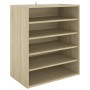 Mueble zapatero de madera contrachapada color roble 60x35x70 cm de vidaXL, Zapateros y organizadores de calzado - Ref: Foro24...