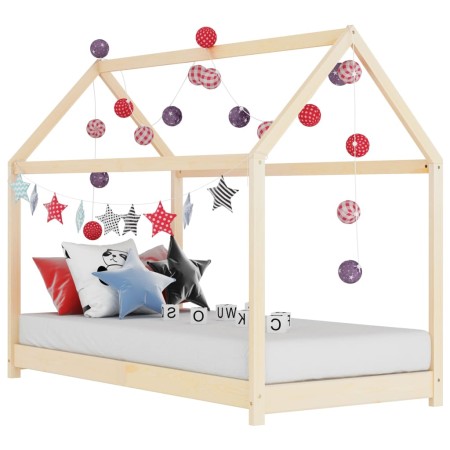 Solid pine wood children's bed frame 70x140 cm by vidaXL, Cribs and beds for children - Ref: Foro24-283346, Price: 113,50 €, ...