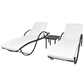 Sun loungers with table 2 units black synthetic rattan by vidaXL, Loungers - Ref: Foro24-274869, Price: 323,59 €, Discount: %