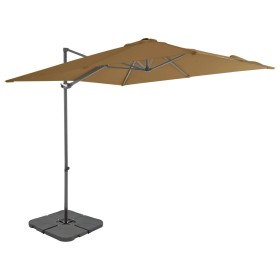 Garden umbrella with portable taupe gray base by vidaXL, Umbrellas - Ref: Foro24-276338, Price: 174,03 €, Discount: %