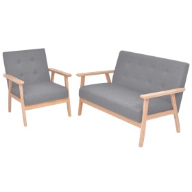 Conjunto de sofás 2 piezas tela gris claro de vidaXL, Sofás - Ref: Foro24-272220, Precio: 344,02 €, Descuento: %