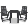 3-piece garden table and chairs set in anthracite grey plastic by vidaXL, Garden sets - Ref: Foro24-275083, Price: 204,84 €, ...