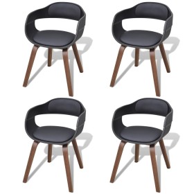 Sillas de comedor 4 uds madera curvada cuero sintético negro de vidaXL, Sillas de comedor - Ref: Foro24-271945, Precio: 553,0...