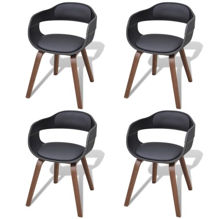 Sillas de comedor 4 uds madera curvada cuero sintético negro de vidaXL, Sillas de comedor - Ref: Foro24-271945, Precio: 553,0...