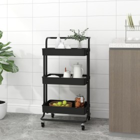 3-level kitchen cart made of iron and black ABS, measuring 42x35x85 cm. by vidaXL, Kitchen and dining carts - Ref: Foro24-336...