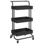 3-level kitchen cart made of iron and black ABS, measuring 42x35x85 cm. by vidaXL, Kitchen and dining carts - Ref: Foro24-336...