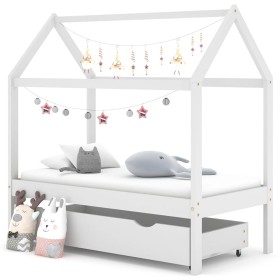 Children's bed frame and white pine wood drawer 70x140cm by vidaXL, Cribs and beds for children - Ref: Foro24-322139, Price: ...