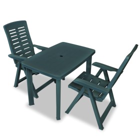 Green plastic 3-piece garden bistro table and chairs set by vidaXL, Garden sets - Ref: Foro24-275078, Price: 208,39 €, Discou...