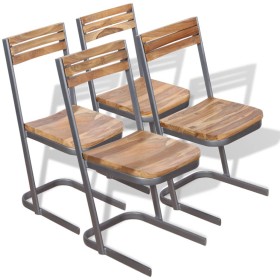 Dining chairs 4 units solid teak wood by vidaXL, dining chairs - Ref: Foro24-274357, Price: 386,99 €, Discount: %