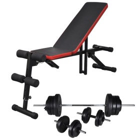 Abdominal bench with dumbbell and weights 60.5 kg by vidaXL, Weight lifting machines - Ref: Foro24-275348, Price: 270,99 €, D...