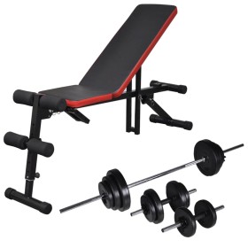 Abdominal bench with dumbbell and weights 30.5 kg by vidaXL, Weight lifting machines - Ref: Foro24-275352, Price: 222,99 €, D...