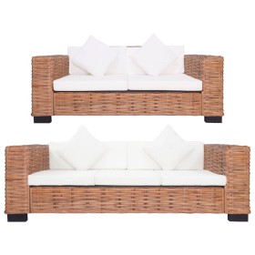 Sofagarnitur aus natürlichem Rattan mit Kissen, 2-teilig von vidaXL, Sofas - Ref: Foro24-278623, Preis: 1,00 €, Rabatt: %