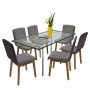 Sillas de comedor 6 uds tela gris y madera maciza de roble de vidaXL, Sillas de comedor - Ref: Foro24-270569, Precio: 593,99 ...