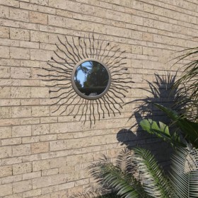 Espejo de pared de jardín con forma de sol 60 cm negro de vidaXL, Espejos - Ref: Foro24-275611, Precio: 40,99 €, Descuento: %