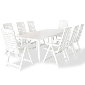 Juego de comedor de jardín 9 piezas plástico blanco de vidaXL, Conjuntos de jardín - Ref: Foro24-275076, Precio: 753,99 €, De...