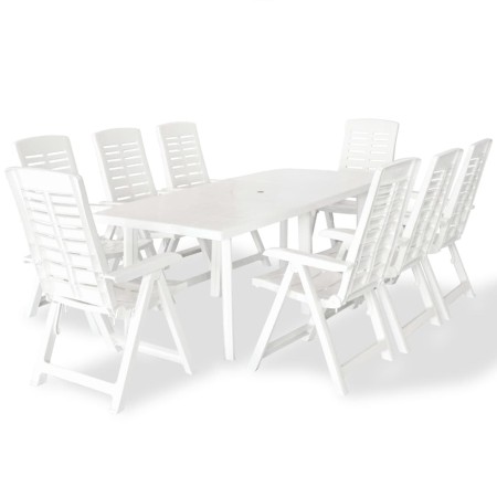 Juego de comedor de jardín 9 piezas plástico blanco de vidaXL, Conjuntos de jardín - Ref: Foro24-275076, Precio: 795,65 €, De...