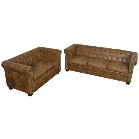 Sofás Chesterfield de 2 y 3 plazas marrón de vidaXL, Sofás - Ref: Foro24-274322, Precio: 972,08 €, Descuento: %