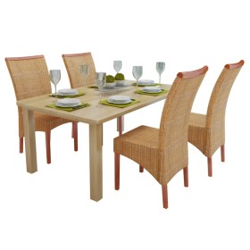 Sillas de comedor 4 unidades ratán natural marrón de vidaXL, Sillas de comedor - Ref: Foro24-274202, Precio: 455,99 €, Descue...