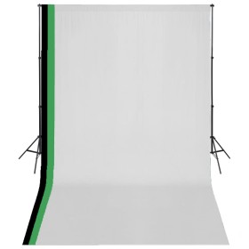 Studio kit with 3 cotton backdrops with adjustable structure 3x5 m by vidaXL, studio montages - Ref: Foro24-275419, Price: 18...