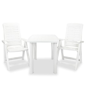 Garten-Bistrotisch und Stühle-Set 3-teilig aus weißem Kunststoff von vidaXL, Gartensets - Ref: Foro24-275073, Preis: 197,99 €...