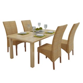 Sillas de comedor 4 unidades ratán natural marrón de vidaXL, Sillas de comedor - Ref: Foro24-274204, Precio: 518,99 €, Descue...