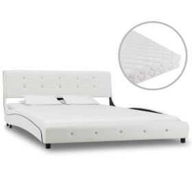 Bed with white synthetic leather mattress 140x200 cm by vidaXL, Beds and slatted bases - Ref: Foro24-277571, Price: 434,15 €,...