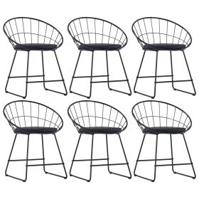 Dining chairs with synthetic leather seats, set of 6, black steel. by vidaXL, dining chairs - Ref: Foro24-276236, Price: 345,...