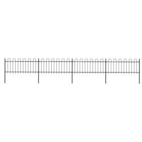 Garden fence with black steel hoop tips 6.8x0.8 m by vidaXL, fence panels - Ref: Foro24-277650, Price: 302,28 €, Discount: %