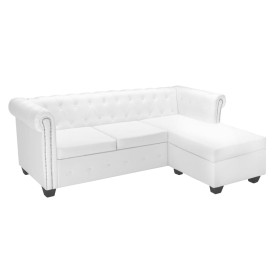 L-shaped Chesterfield sofa white artificial leather by vidaXL, Sofas - Ref: Foro24-275225, Price: 599,86 €, Discount: %