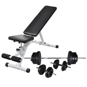 Exercise bench with a set of weights and dumbbells 60.5 kg by vidaXL, Weight lifting machines - Ref: Foro24-275347, Price: 25...