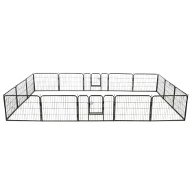 Corral para perros 16 paneles de acero 60x80 cm negro de vidaXL, Casetas y cercados para perros - Ref: Foro24-275492, Precio:...