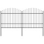 Garden fence with black steel spear points (1.5-1.75)x3.4m by vidaXL, fence panels - Ref: Foro24-277740, Price: 181,61 €, Dis...