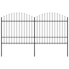 Garden fence with black steel spear points (1.5-1.75)x3.4m by vidaXL, fence panels - Ref: Foro24-277740, Price: 181,61 €, Dis...